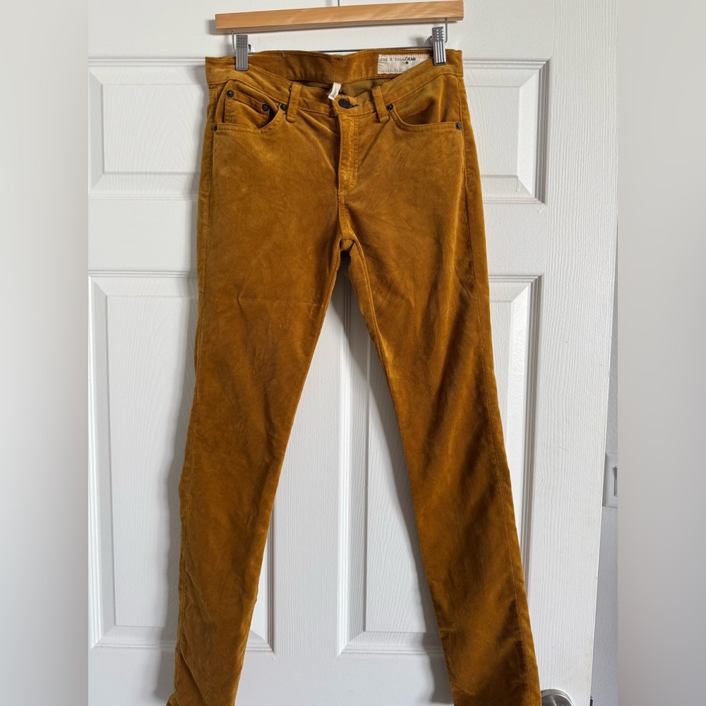 Rag and bone yellow gold velvet corduroy skinny pants 27